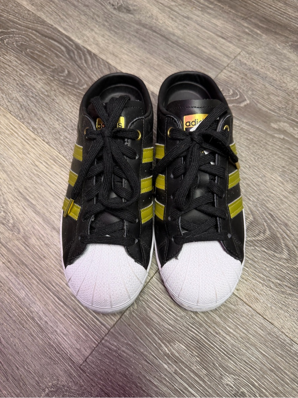 adidas Superstar Slip-On Sneakers in Black and Gold - Picture 3 of 5